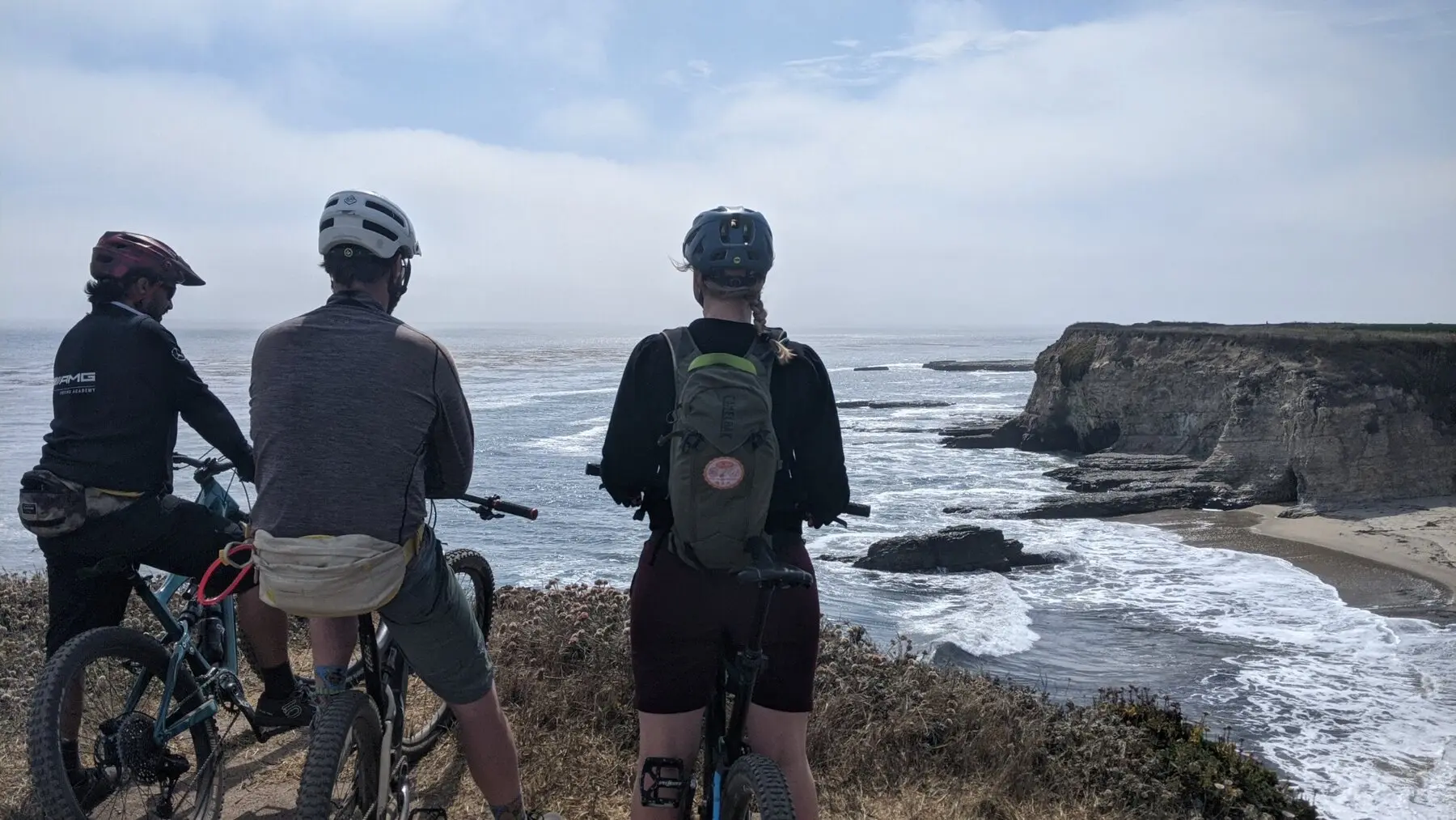 Cyclists overlooking the Santa Cruz coast